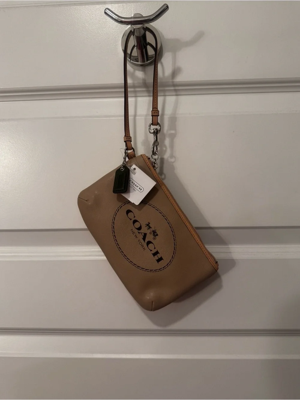 NWT Coach Horse and Carriage Wristlet Khaki